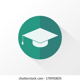 Graduation cap flat icon 