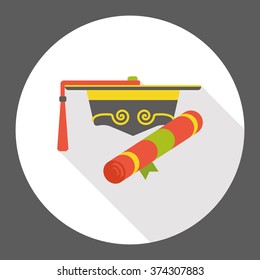Graduation cap flat icon