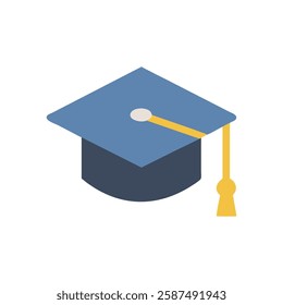 Graduation Cap Flat Icon Design