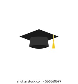 Graduation Cap Flat Icon, Education And High School Element, Academy Hat Vector Graphics, A Colorful Solid Pattern On A White Background, Eps 10.