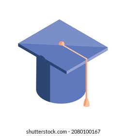 graduation cap flat icon isometric