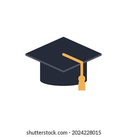 Graduation cap flat icon on white background