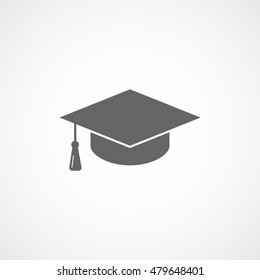 Graduation Cap Flat Icon On White Background