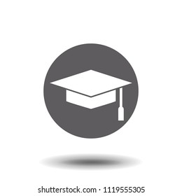 Graduation cap flat icon vector