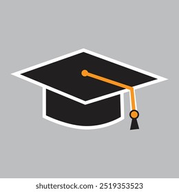 Gorra de graduación plana icono de Vector objeto de diseño de arte de Clip. Símbolo de contorno de alta calidad de graduación para Diseño web o App móvil