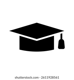 Graduation cap flat icon vector clip art design object. Single high quality outline symbol of graduation for web design or mobile app