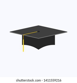 Graduation cap flat style isolated on white background