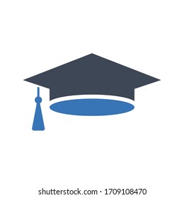 Graduation cap flat vector icon