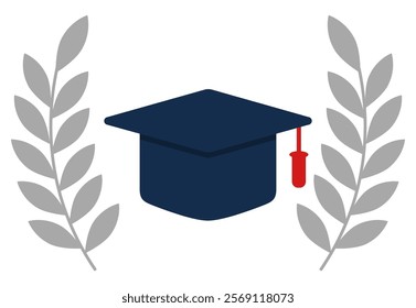 Graduation cap flat vector icon isolated on white background.