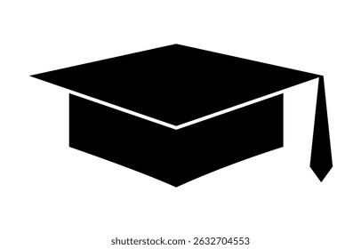 Graduation cap flat vector icon isolated on white. Academic hat with tassel. Element of design for poster, banner, sticker, flyer, logo design, etc