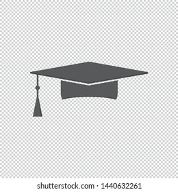 Graduation Cap - Flat Vector Illustration - Isolated On Transparent Background