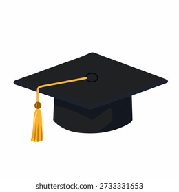 Abschlusskappe im flachen Vektorstil für akademische Zeremonie. Ideal für Bildungs-Symbole, Banner und Abschlussthemen.
