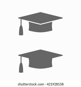 Graduation cap flat web icon. Silhouette graduation cap. Graduation cap isolated on background. Vector icon