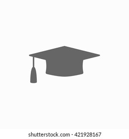 Graduation cap flat web icon. Silhouette graduation cap. Graduation cap isolated on background