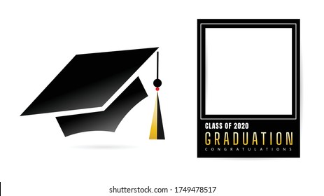 Graduation  cap with frame Class of 2020 logo simple template ,Isolated on white background ,Vector illustration EPS 10