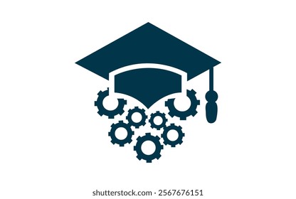 Graduation cap gear bulb icon vector. Creative Idea Innovation Business Logo. Education Symbol.