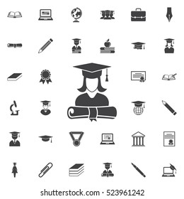 graduation cap and girl icon. Education set of icons