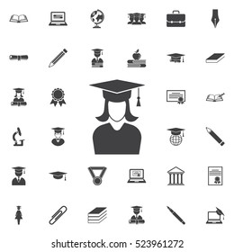 graduation cap and girl icon. Education set of icons