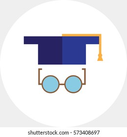 Graduation cap and glasses