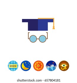 Graduation cap and glasses