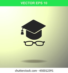 Graduation cap with glasses icon. Illustration for business.