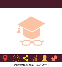 Graduation cap with glasses  icon. Vector design. 