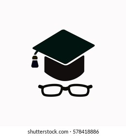 Graduation cap with glasses  icon Vector design.