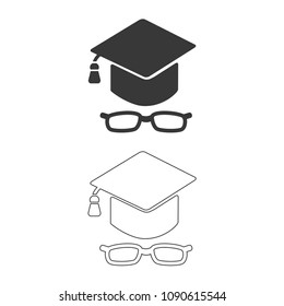 Graduation cap with glasses vector  icon.