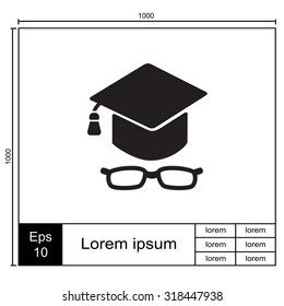 Graduation cap with glasses vector icon.