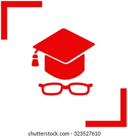 Graduation cap with glasses vector icon.