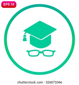 Graduation cap with glasses vector icon.