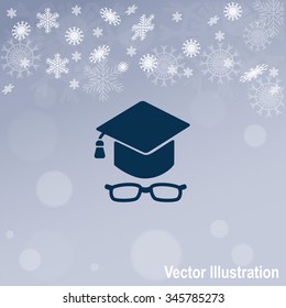 Graduation cap with glasses vector icon.