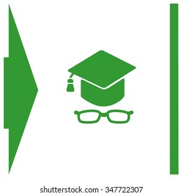 Graduation cap with glasses vector icon.