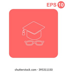 Graduation cap with glasses vector icon.