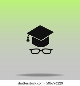 Graduation cap with glasses vector icon