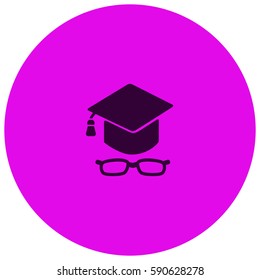 Graduation cap with glasses vector  icon