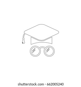 Graduation cap with glasses vector  icon.