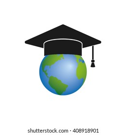 graduation cap globe icon