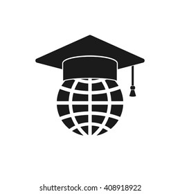 graduation cap globe icon