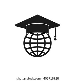 graduation cap globe icon