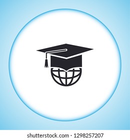 The graduation cap and globe icon. Vector  Eps 10 