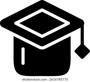 Graduation Cap Glyph Vector Icon Design