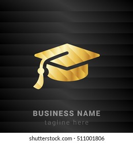 Graduation Cap Gold and Black silk fashion premium icon / Logo