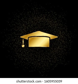 Graduation, cap gold, icon. Vector illustration of golden particle