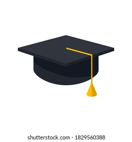 Graduation cap with gold tassel icon. Vector Illustration