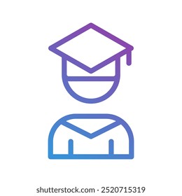 Iconos del gradiente del casquillo de la graduación. se pueden utilizar para la escuela, la educación, la universidad. golpe editable, conveniente para los Sitios web, UI y las interfaces.