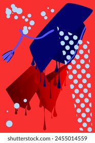 Graduation cap graffiti. Abstract modern street art decoration performed in urban painting style.
