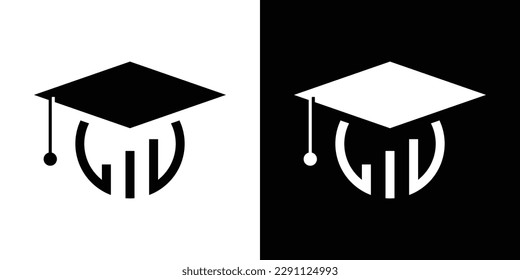 graduation cap and graphic financial logo design icon vector illustration