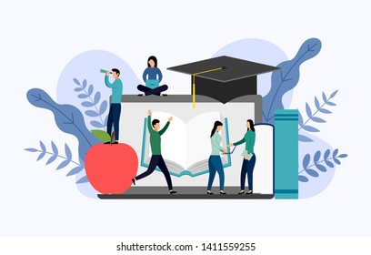 Graduation cap with gray laptop, education vector illustration