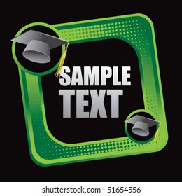 graduation cap green checkered tilted web icon
